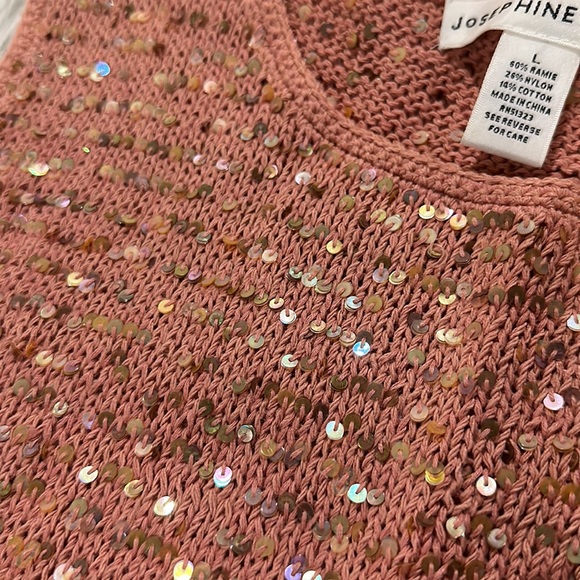 Josephine chaus women’s pink sparkling knit sleeveless top size large - Picture 4 of 5